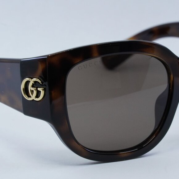 Gucci GG1599SA 002 Sunglasses Dark Havana Cat Eye Frame, Brown Lenses main image 4